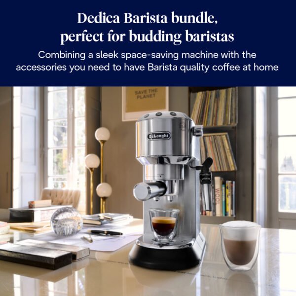 DeLonghi Dedica Pump Coffee Machine Bundle - Silver | ECKG6820.M - Image 5