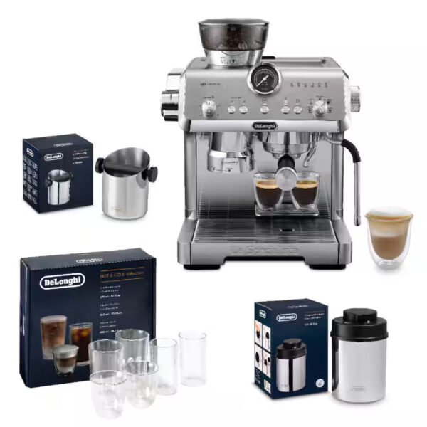 DeLonghi Bean to Cup Coffee Machine With La Specialista Opera Home Cafe Kit - Metal | EC9555.M